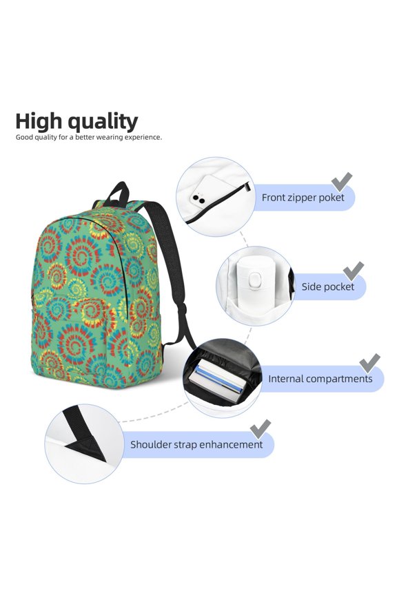 Colourful Tie Dye Print Durable Canvas College Rucksack,Laptop Excursion Backpack,Travel Notebook School Backpack,Bookbag For Men Women