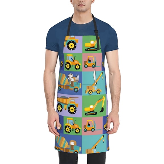 Naloa Construction Machinery Apron Kitchen Aprons with Pockets for Women Men Chef