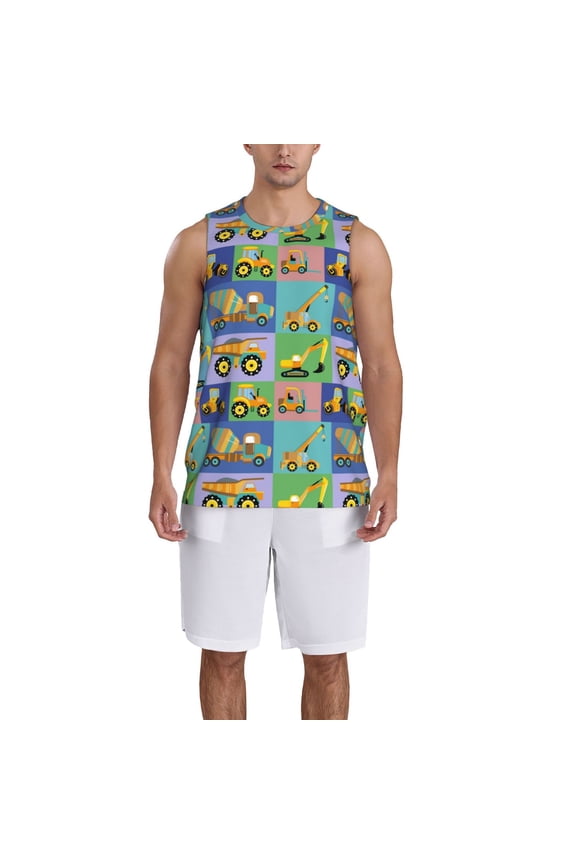 Construction Machinery Basketball Jersey Reversible Men's Mesh Athletic Sports Shirts Training Practice S-4XL4X-Large