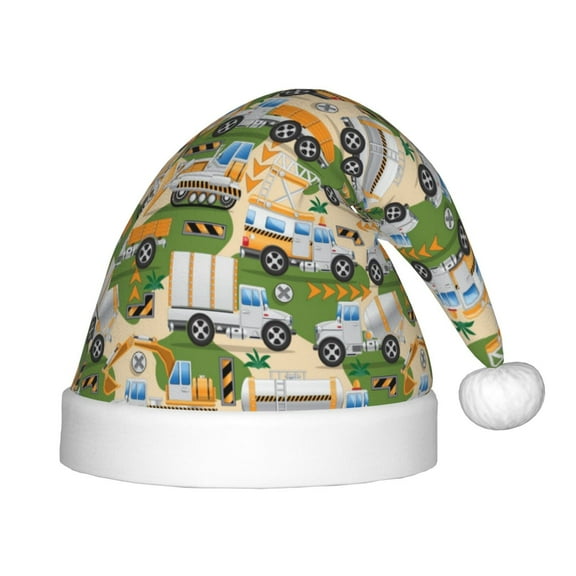 Naloa Construction Machinery1 Santa Hat for Kids Baby Christmas Hats,Girls Boys Toddler Plush Xmas Holiday Hat,Luxury Santa Claus Hat