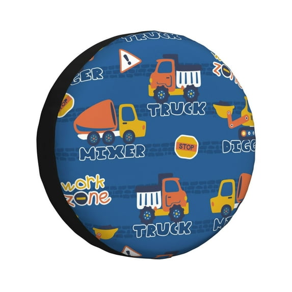 Naloa Construction Vehicles PVC Leather Spare Tire Wheel Cover for Car Truck SUV Camper Trailer Universal Fit many size16 inch