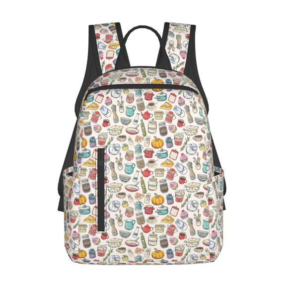 Naloa Cooking Utensils Print Lightweight DayBackpack Suitable for school, work, shopping, travel, etc.
