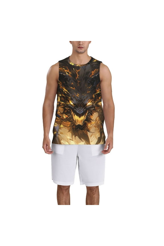 Cool Black Gold Dragon Basketball Jersey Reversible Men's Mesh Athletic Sports Shirts Training Practice S-4XLMedium