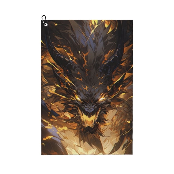 Naloa Cool Black Gold Dragon Golf Towel Golf Gift for Men and Women Golf Towel with Carabiner Clip to Quickly Remove Mud, Dirt and Sweat