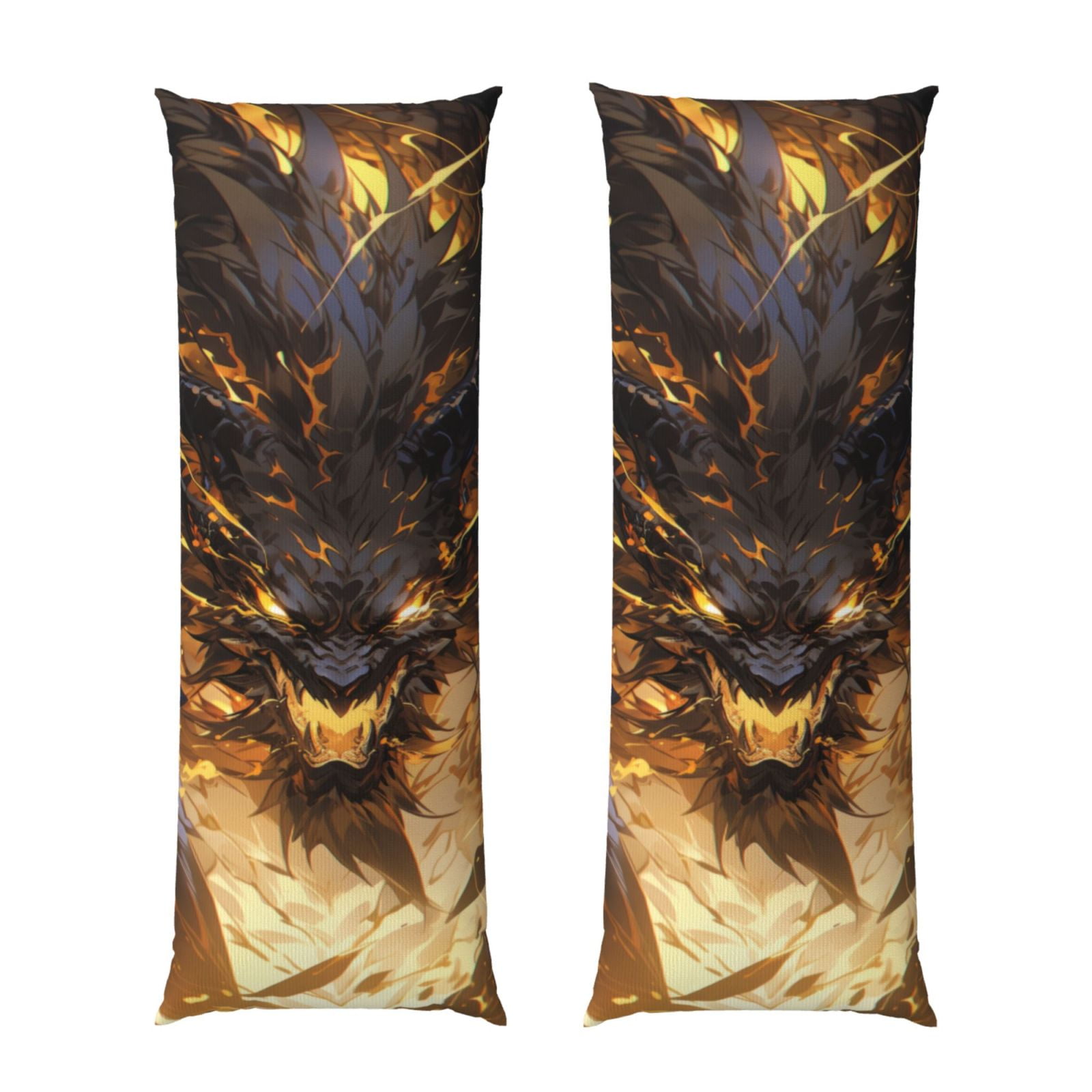 Naloa Cool Black Gold Dragon Super Soft 20x60 Body Pillow Case,Long Side Hidden Zipper（PILLOWS ARE NOT INCLUDED）