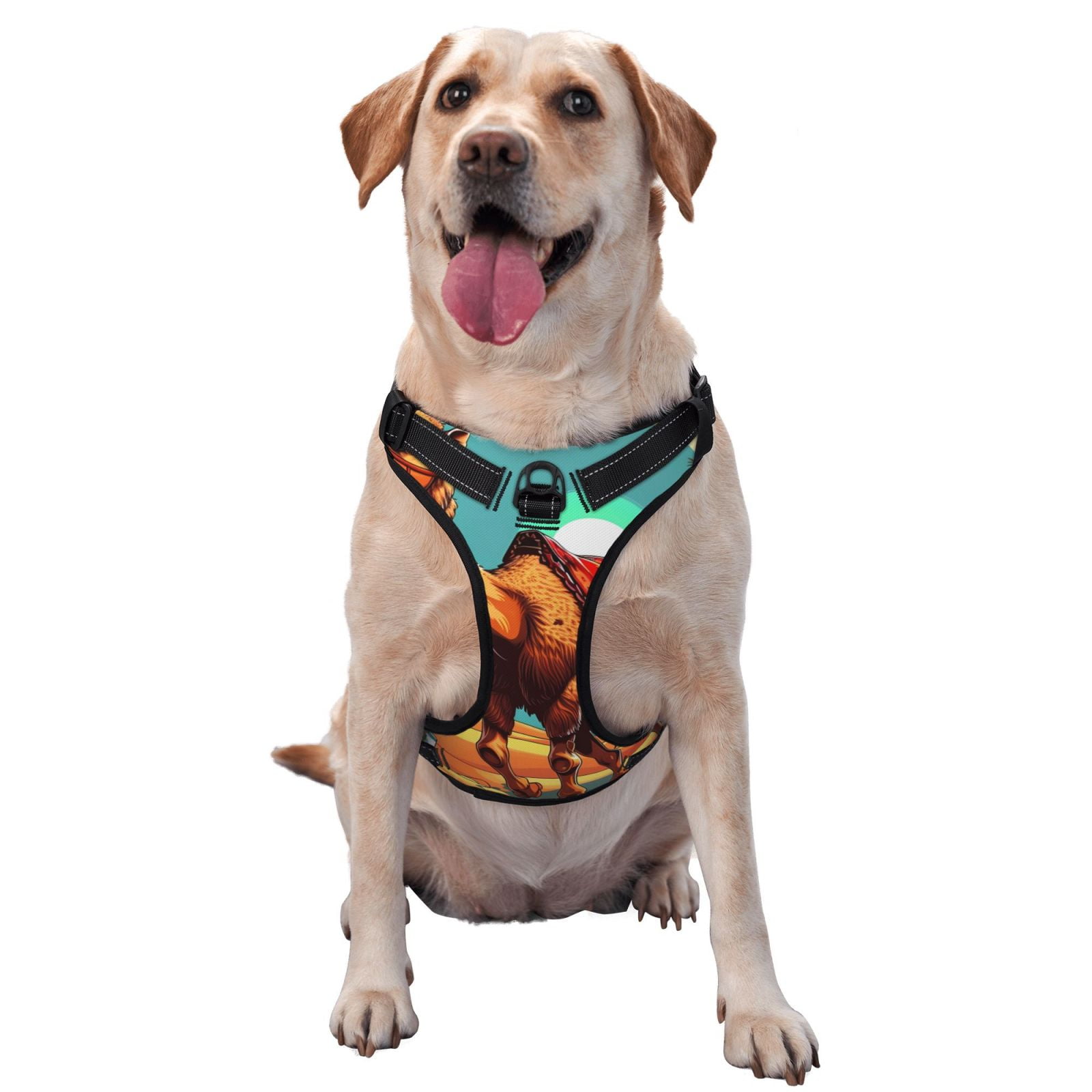 Naloa Cool Camel Oasis Vibes Dog Harness, Pet Harness Vest with Traction Rope, Dog Vest for Outdoor, Walking - {sizeName}-Medium