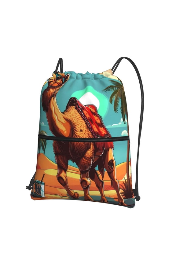 Cool Camel Oasis Vibes Drawstring Backpack String Bag Cinch Water Resistant for Gym Shopping Sport Yoga