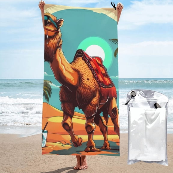 Naloa Cool Camel Oasis Vibes Microfiber Ultra Soft Highly Absorbent Bath Towel, Quick Drying Towels for Body, Sport, Yoga, SPA, Fitness-27.5"x55"