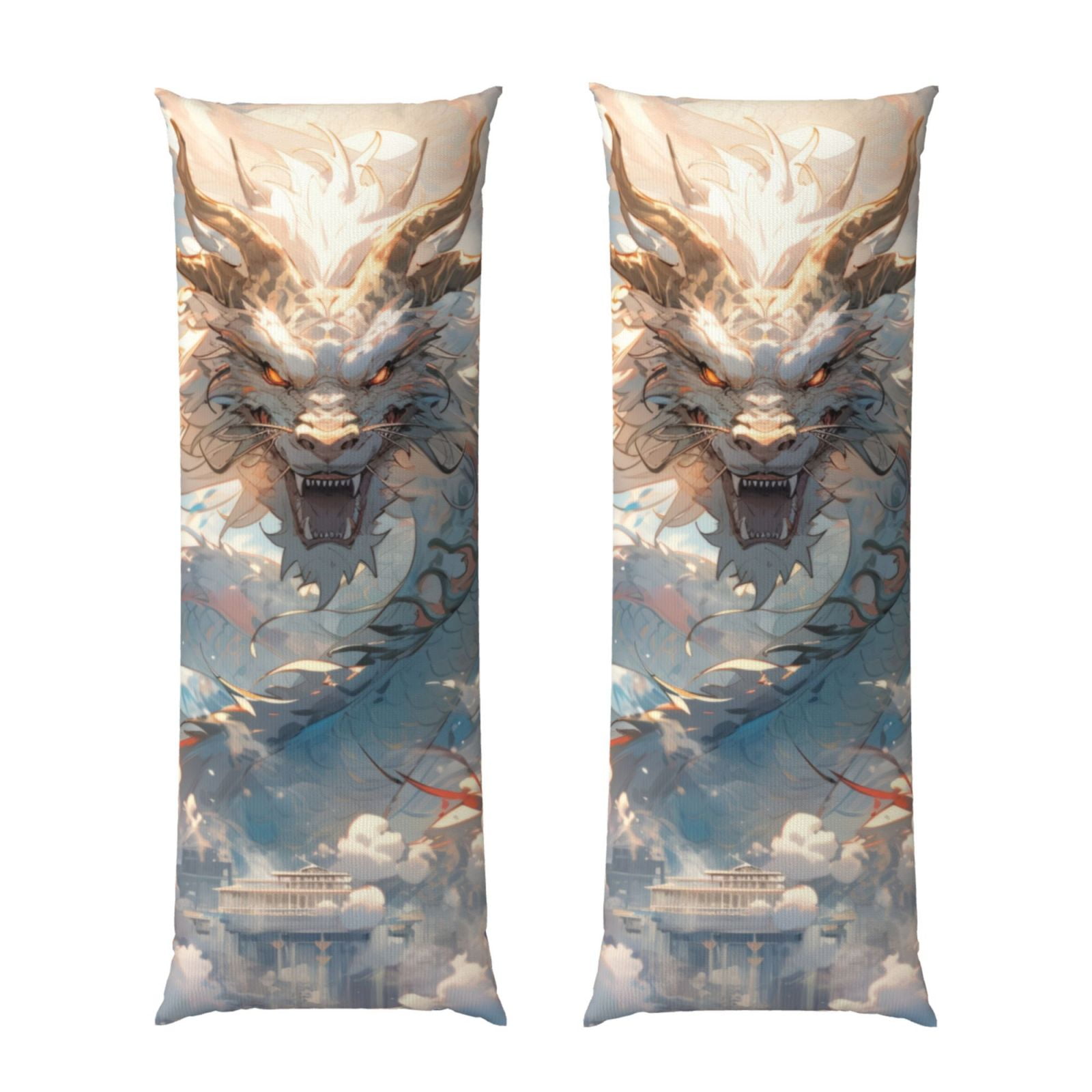 Naloa Cool Cloud White Dragon Super Soft 20x60 Body Pillow Case,Long Side Hidden Zipper（PILLOWS ARE NOT INCLUDED）