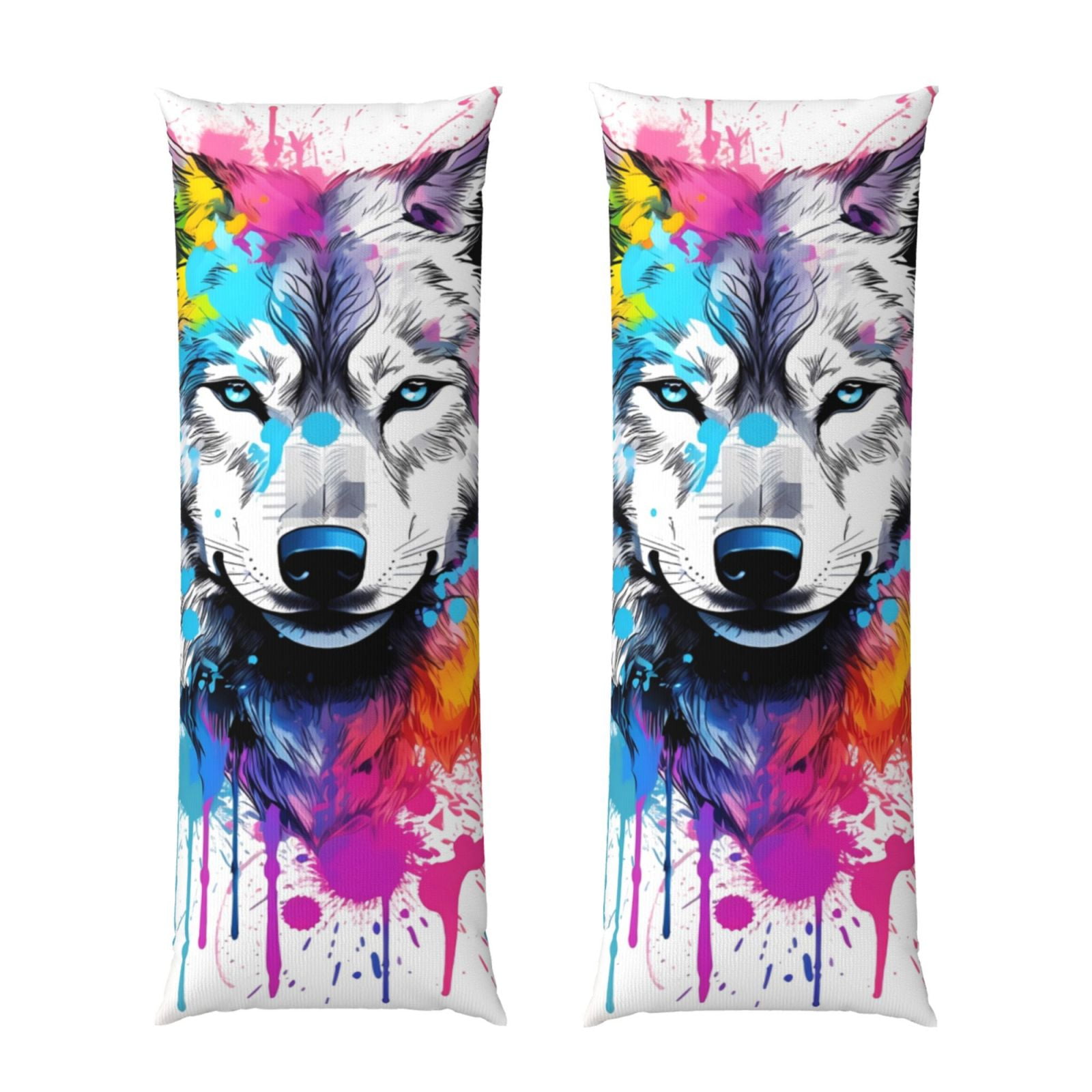 Naloa Cool Colorful Wolf Super Soft 20x60 Body Pillow Case,Long Side Hidden Zipper（PILLOWS ARE NOT INCLUDED）