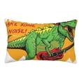 thumbnail image 1 of Naloa Cool Dinosaur Playing Guitar Pillowcase, Throw Pillowcase, Wrinkle-Free, Stain-Resistant with Hidden Zipper for Bedroom Sofa - 14"x20", 1 of 9