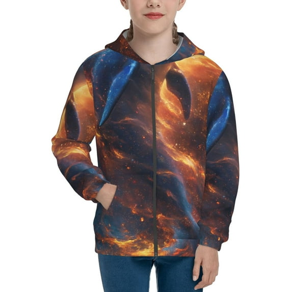 Naloa Cool Dolphin Teenage Zipper Hoodie, Long Sleeve Zip Up Hoodies Casual Jackets Tops for 7-12 Years-Medium