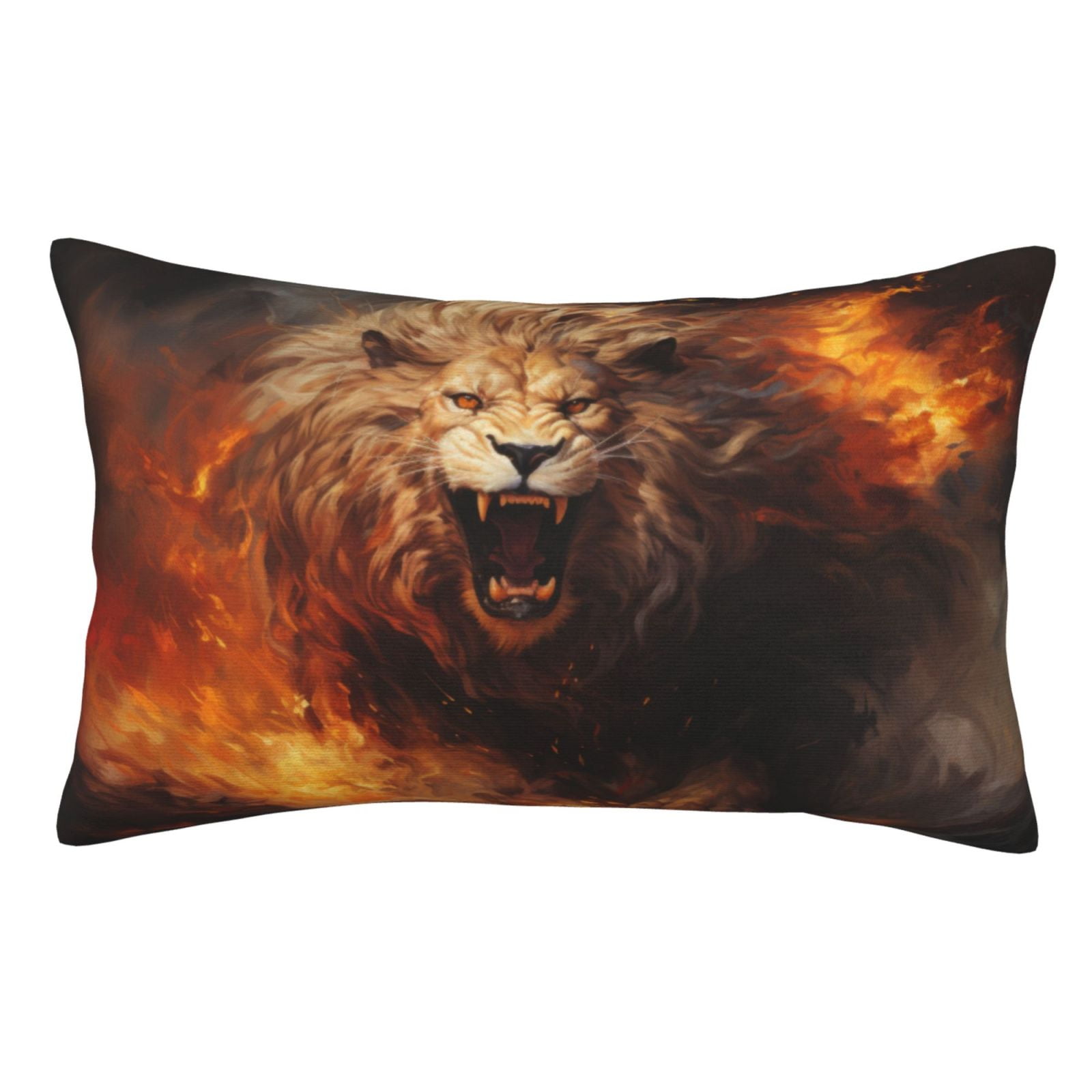 Naloa Cool Fire Lion Pillow Covers, Throw Pillow Case Cushion Covers
