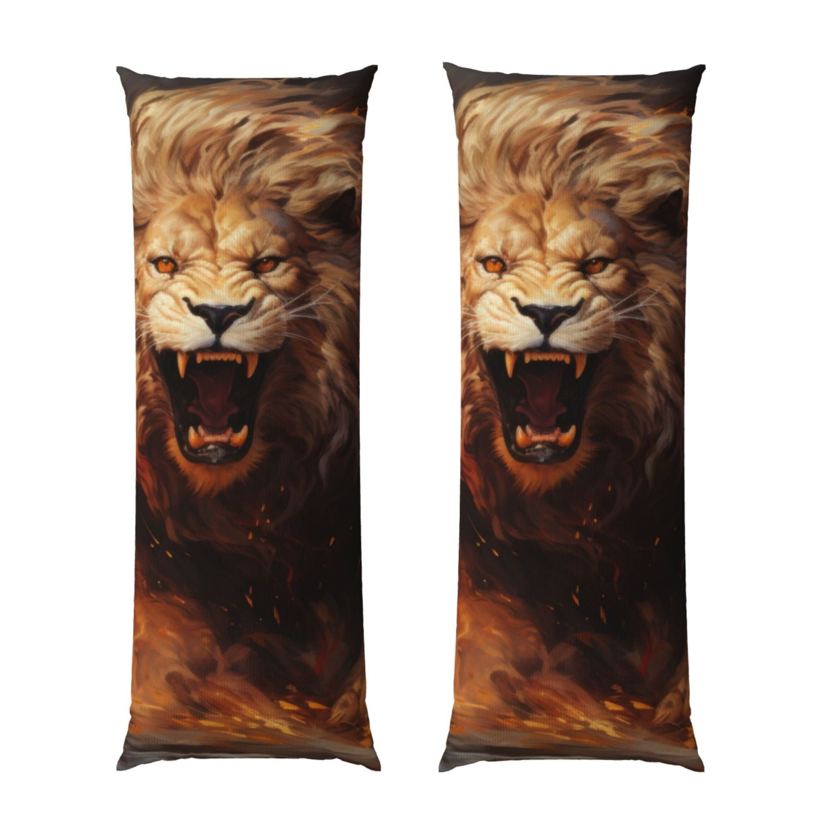 Naloa Cool Fire Lion Super Soft 20x60 Body Pillow Case,Long Side Hidden Zipper（PILLOWS ARE NOT INCLUDED）