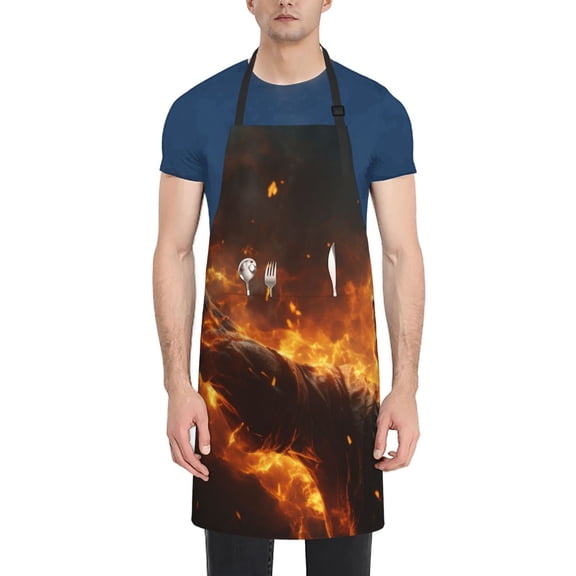 Naloa Cool Fire Man Apron Kitchen Aprons with Pockets for Women Men Chef