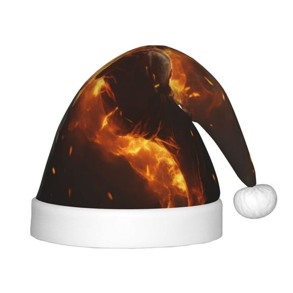 Naloa Cool Fire Man Santa Hat for Kids Baby Christmas Hats,Girls Boys Toddler Plush Xmas Holiday Hat,Luxury Santa Claus Hat
