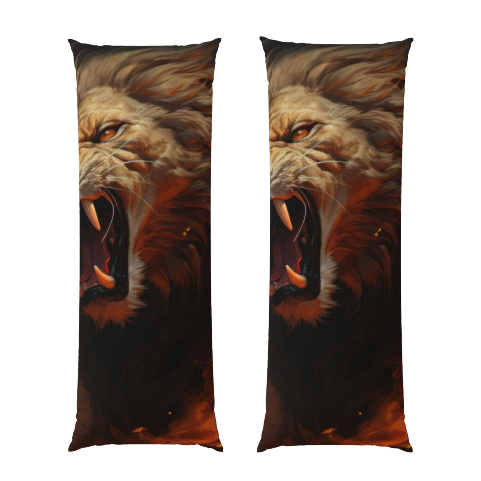 Naloa Cool Flame Lion A Super Soft 20x60 Body Pillow Case,Long Side Hidden Zipper（PILLOWS ARE NOT INCLUDED）