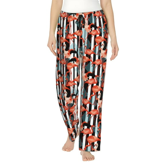 Naloa Cool Flamingo Print Women’s Ultra-Soft Comfy Pajama Lounge Pants with Pockets & Drawstring