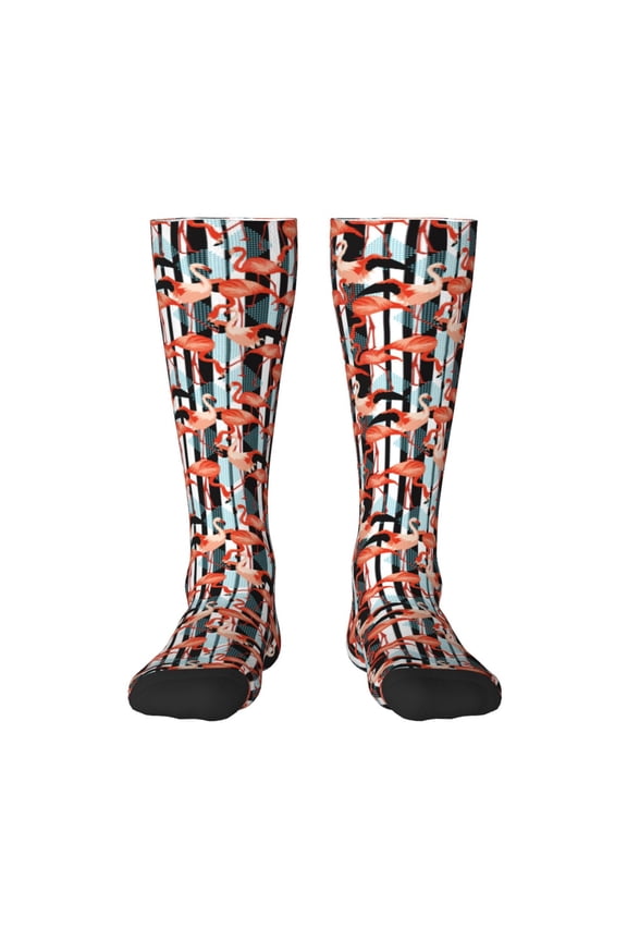 Cool Flamingo Thigh High Socks Extra Long Stretchy Sock Women Over Knee High Opaque Stocking Daily Wear