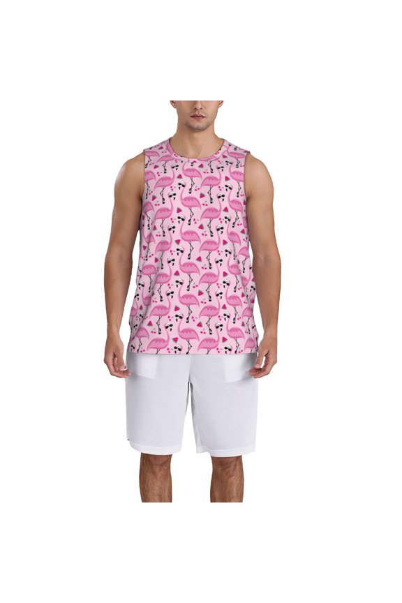 Cool Flamingos Basketball Jersey Reversible Men's Mesh Athletic Sports Shirts Training Practice S-4XLMedium