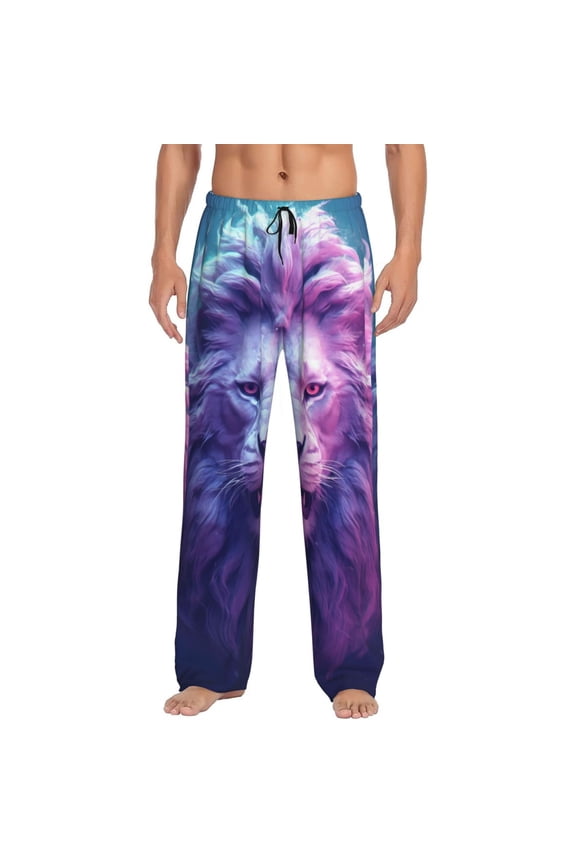 Cool Lion Head Pajama Pants Men, PJ Bottoms, Sleep & Lounge Pants-XX-Large