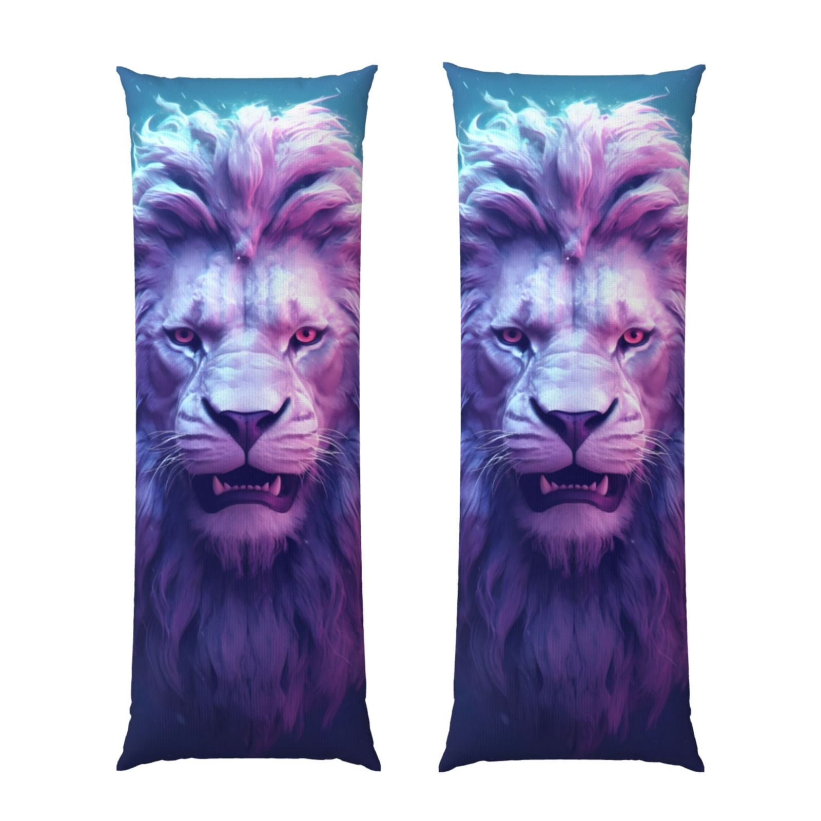 Naloa Cool Lion Head Super Soft 20x60 Body Pillow Case,Long Side Hidden Zipper（PILLOWS ARE NOT INCLUDED）