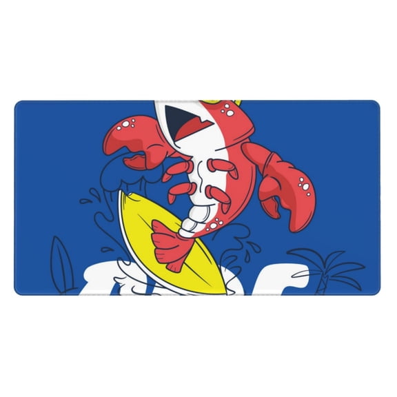 Naloa Cool Lobster Surfing Gaming Mouse Pad Large Mouse Mat Long Extended Desk Pad Non-Slip Rubber Mice Pads Stitched Edges Thin Pad (16x29.5 Inch)