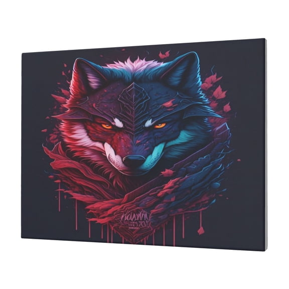 Naloa Cool Wolf Head Print Canvas Picture,Wall Pictures, Modern Decorative Poster,Art Prints for Bedroom, Toilet, 40 x 30 cm, Built-in Wooden Frame