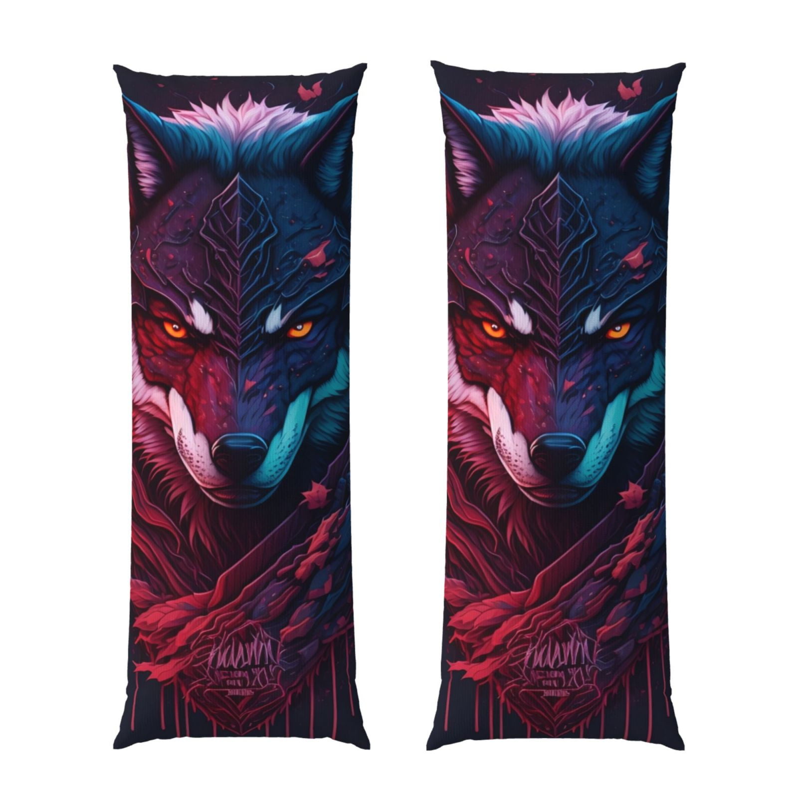 Naloa Cool Wolf Head Super Soft 20x60 Body Pillow Case,Long Side Hidden Zipper（PILLOWS ARE NOT INCLUDED）