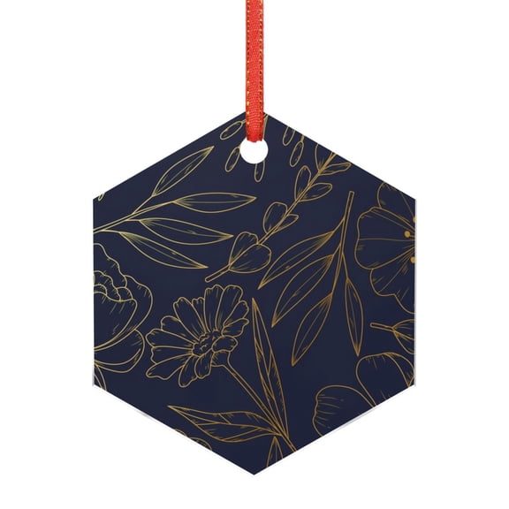 Naloa Copper-Gold Gloss Outline Flower Acrylic Santa Tree Decorations Christmas Hanging Pendant for Christmas Winter New Year Party Hanging Decorations-Hexagon