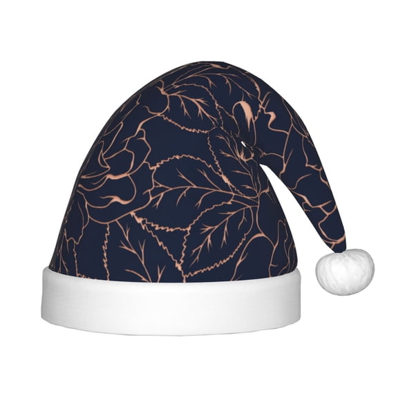 Naloa Copper-Gold Gloss Outline Flower Santa Hat for Kids Baby Christmas Hats,Girls Boys Toddler Plush Xmas Holiday Hat,Luxury Santa Claus Hat