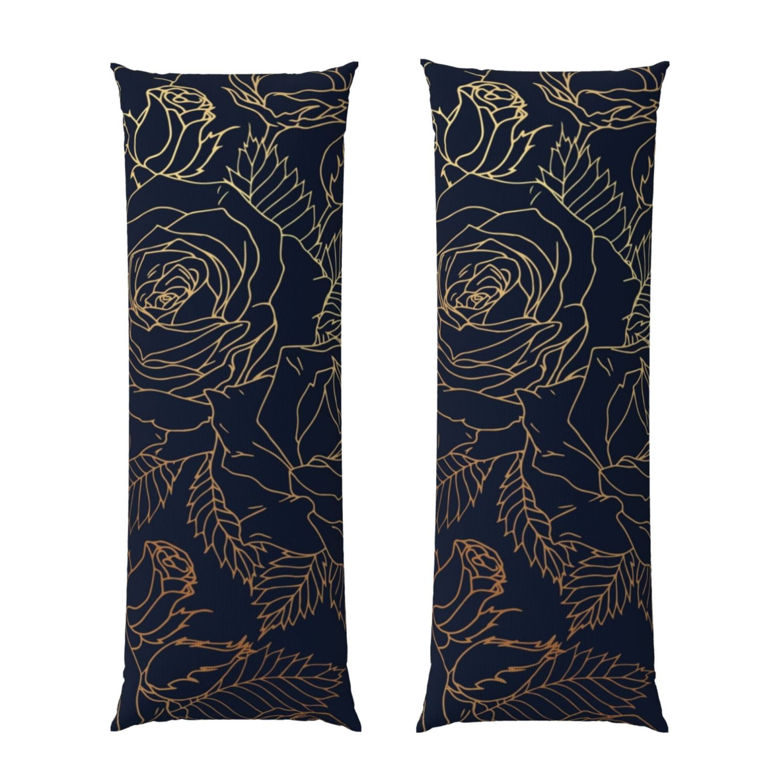 Naloa Copper-Gold Gloss Outline Rose Super Soft 20x60 Body Pillow Case,Long Side Hidden Zipper（PILLOWS ARE NOT INCLUDED）
