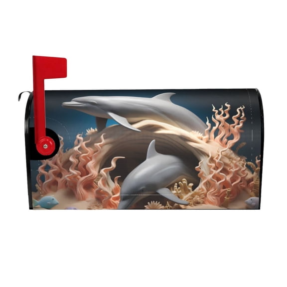 Naloa Coral Fish Dolphin Mailbox Covers Magnetic Post Box Cover Post Letter Box Cover Garden Decor-21x18 in