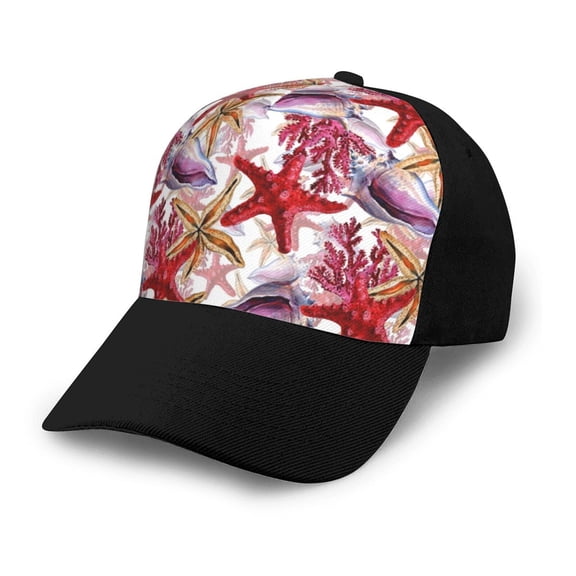 Naloa Coral Reef Adult adjustable Print Baseball Hat, Patchwork curved brim baseball capfor Men and Women, One Size