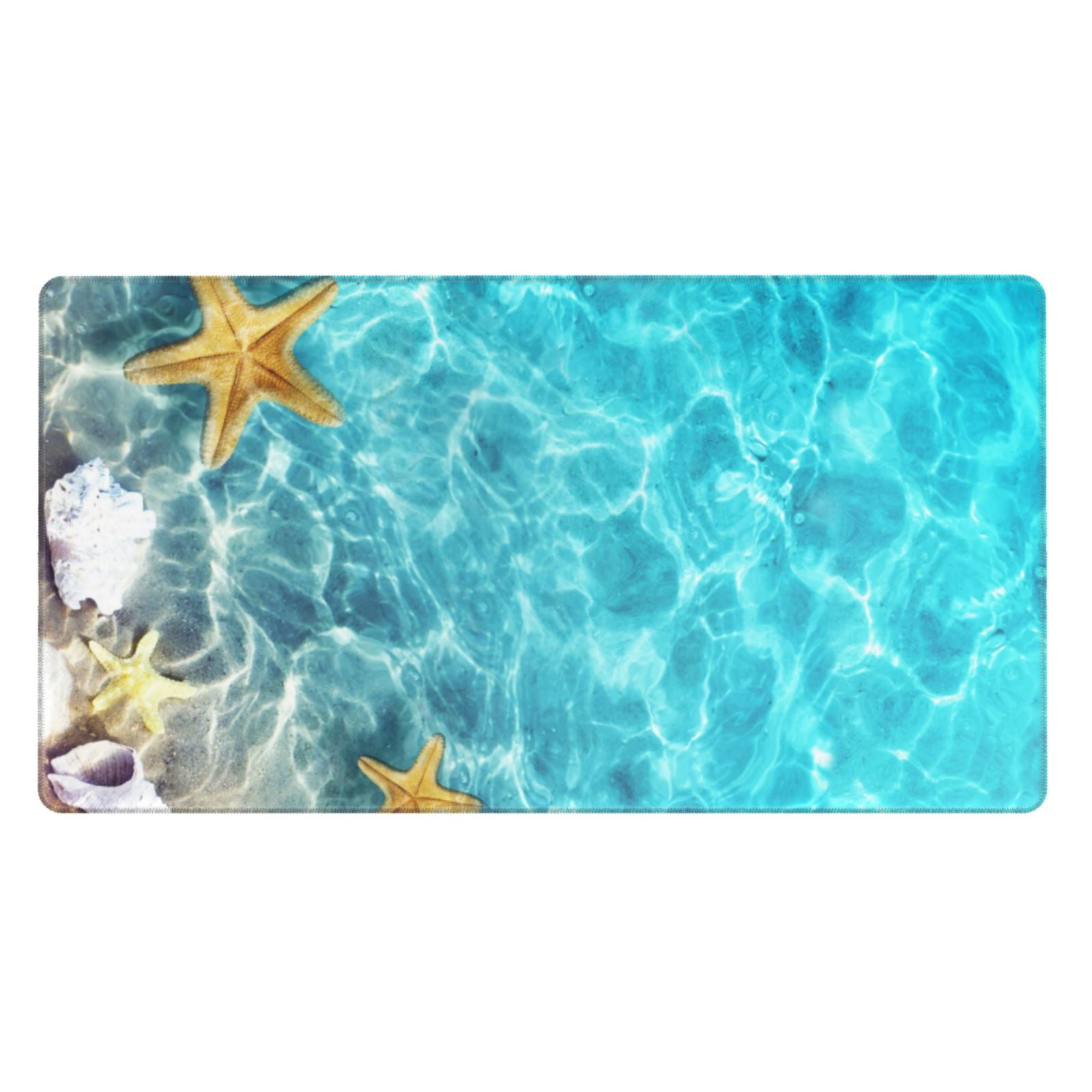 Naloa Coral And Seashell On The Beach Gaming Mouse Pad Large Mouse Mat Long Extended Desk Pad Non-Slip Rubber Mice Pads Stitched Edges Thin Pad (16x29.5 Inch)