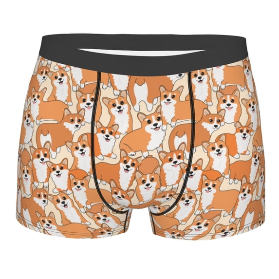Naloa Corgi Animal Print Mens Underwear - Boxers for Men, Classic Briefs for Men
