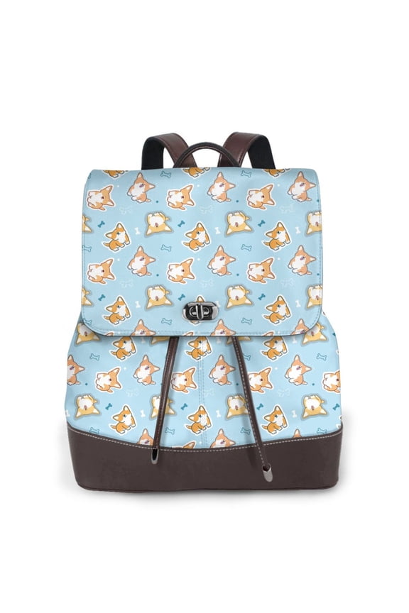 Naloa Corgi Dog 1 Print Leather Backpack Purse for Women and Ladies,Shoulder Travel Daypacks Bags,Laptop Backpack for Women
