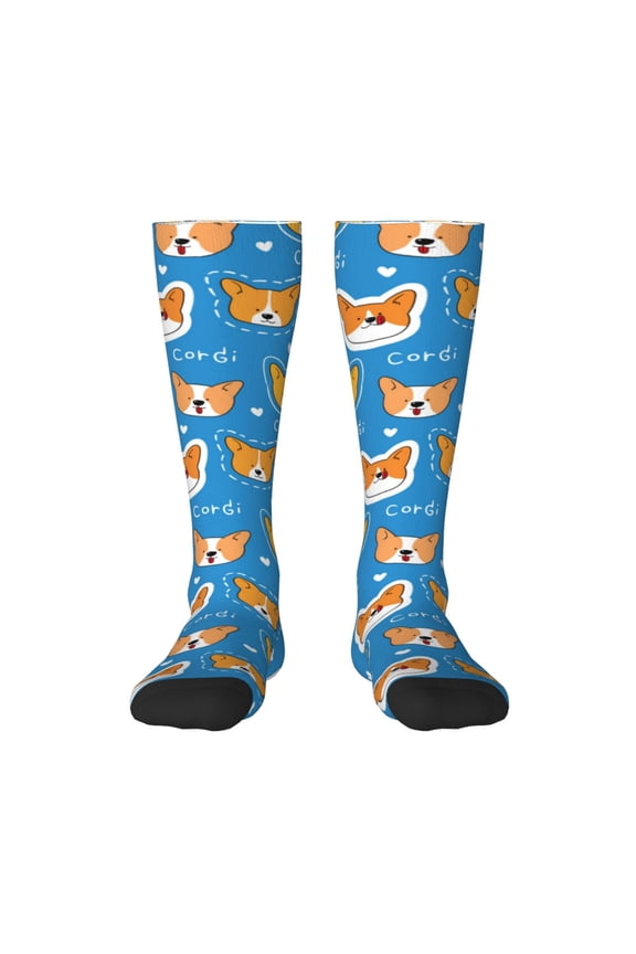Corgi Dog Face Thigh High Socks Extra Long Stretchy Sock Women Over Knee High Opaque Stocking Daily Wear