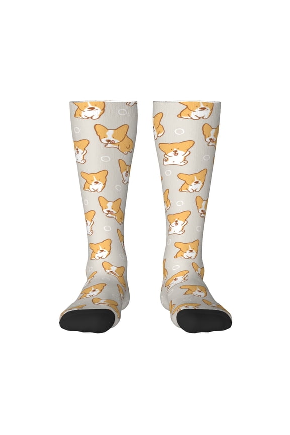 Corgi Dog Thigh High Socks Extra Long Stretchy Sock Women Over Knee High Opaque Stocking Daily Wear