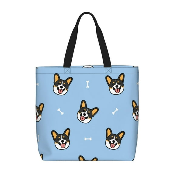 Naloa Corgi Dog Tote Bag for Women, Foldable Tote Bag With Zipper, Large Shoulder Bag, Top Handle Handbag for Travel, Work, Shopping