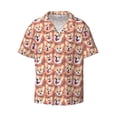 thumbnail image 1 of Naloa Corgi Head with Floal Men's Loose Fit Cuban Collar Short-Sleeve Shirt with Button-down and Chest Pocket for Everyday Wear Outings - 4X-Large, 1 of 7