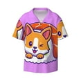 thumbnail image 1 of Naloa Corgi In Sushi Roll Men's Loose Fit Cuban Collar Short-Sleeve Shirt with Button-down and Chest Pocket for Everyday Wear Outings - Large, 1 of 7