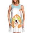 thumbnail image 1 of Naloa Corgi With Towel Ans Slice Cucumber Print Women's Summer Spring Casual Beach Sundress,Vacation Sleeveless Tank Crewneck Loose Dresses, 1 of 7