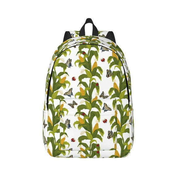 Naloa Corn And Butterflies Canvas Backpack for Men Women Rucksack Casual Travel Daypack College Tote Satchel Bookbag for Teens-Medium