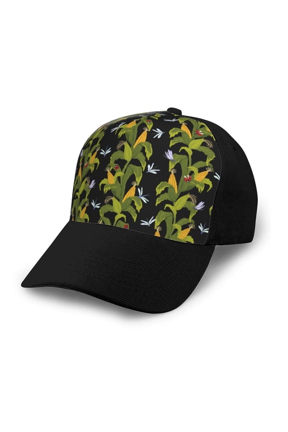 Corn And Dragonflies Adult adjustable Print Baseball Hat, Patchwork curved brim baseball capfor Men and Women, One Size