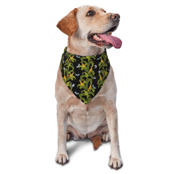 Naloa Corn And Dragonflies Dog Bandanas 1PC Washable Triangle Dog Scarfs Premium Durable Fabric, for Small Medium Large Dogs and Cats