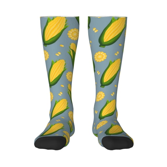 Naloa Corn On The Leaves Thigh High Socks Extra Long Stretchy Sock Women Over Knee High Opaque Stocking Daily Wear