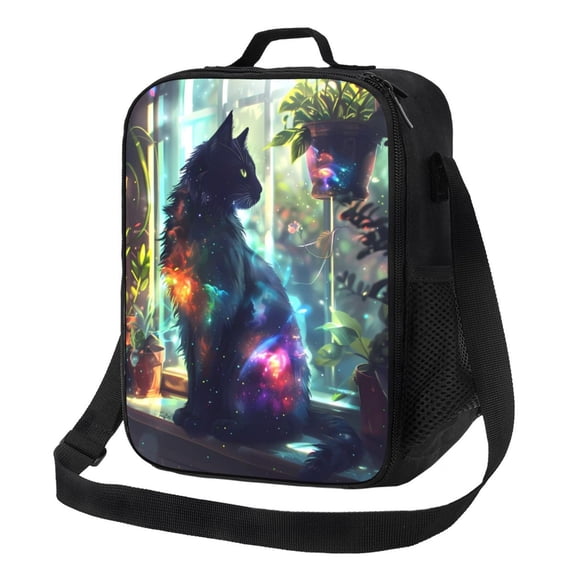 Naloa Cosmic Cat In Window Lunch box Lunch bag for men women Large capacity Lunchbox Insulated Lunch bag Lunch box cooler