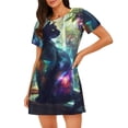 thumbnail image 1 of Naloa Cosmic Cat In Window Print Women Nightgowns,Womens Loungewear,Short Sleeve Sleepwear,Comfy Ladies Nightdress, 1 of 6