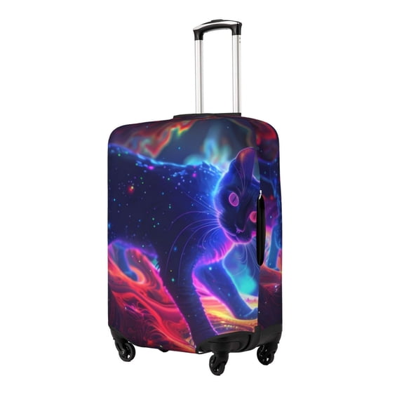Naloa Cosmic Cat Psychedelic Journey Elastic Suitcase Protector, Travel Suitcase Protector Cover Fits 18-32in Suitcase(No luggage included)-Medium